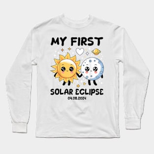 My First Solar Eclipse April 8 2024 Gift For Boys Girls Kids Long Sleeve T-Shirt